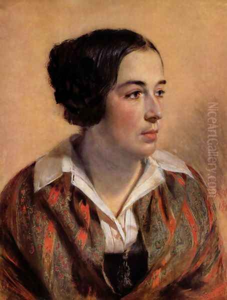 Portrait of Caroline Arnold Oil Painting by Adolph von Menzel