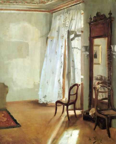 Interior of a Room with Balcon Oil Painting by Adolph von Menzel