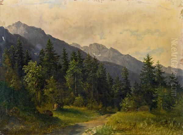 Landschaftsstudie Oil Painting by Friedrich Gauermann