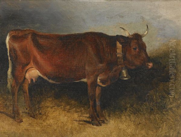 A Prize Cow Oil Painting by Friedrich Gauermann