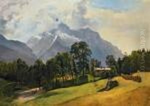 Der Hohe Steinberg Bei Berchtesgaden Oil Painting by Friedrich Gauermann