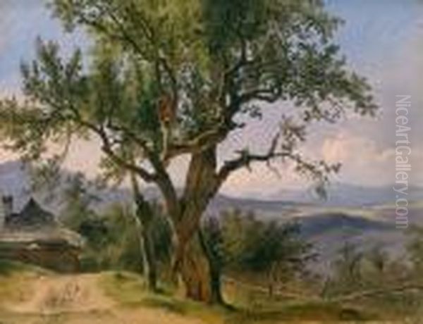 Vecchio Albero Con Immagine Di Devozione Oil Painting by Friedrich Gauermann