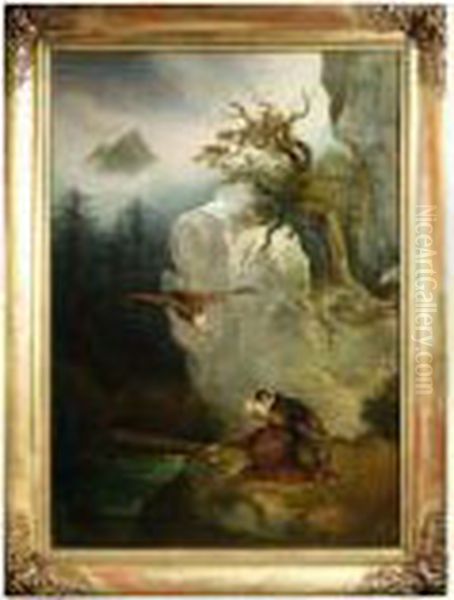 Ein Geier Auf Verendendem Hirsch Oil Painting by Friedrich Gauermann