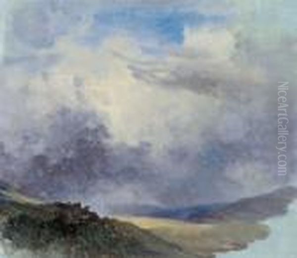 Zwei Wolkenstudien Oil Painting by Friedrich Gauermann