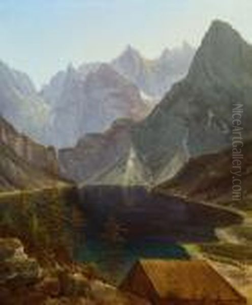 Alpensee In Der Schweiz Oil Painting by Friedrich Gauermann