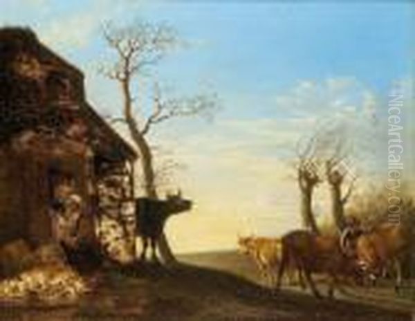 Attribuito Il Mattino Oil Painting by Friedrich Gauermann