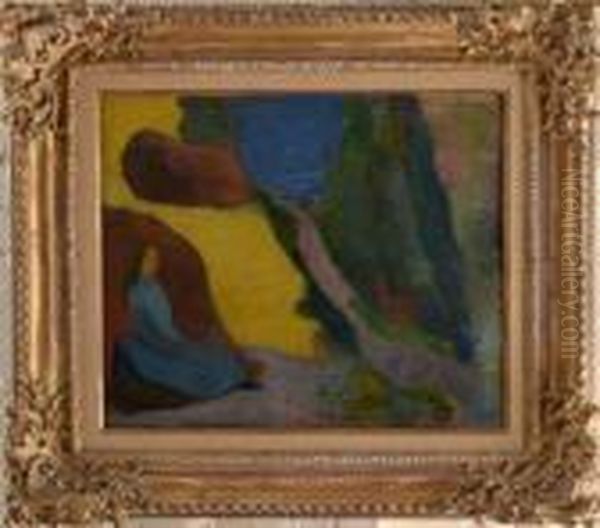 Woman Seated Among Rocks Oil Painting by Paul Gauguin