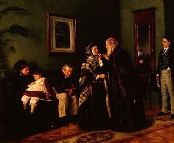 The Doctor's Waiting Room, 1870 Oil Painting by Vladimir Egorovic Makovsky