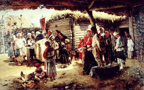 Easter Te Deum, 1887 Oil Painting by Vladimir Egorovic Makovsky