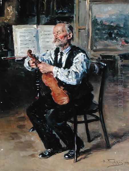 A Violin Maker, 1914 Oil Painting by Vladimir Egorovic Makovsky