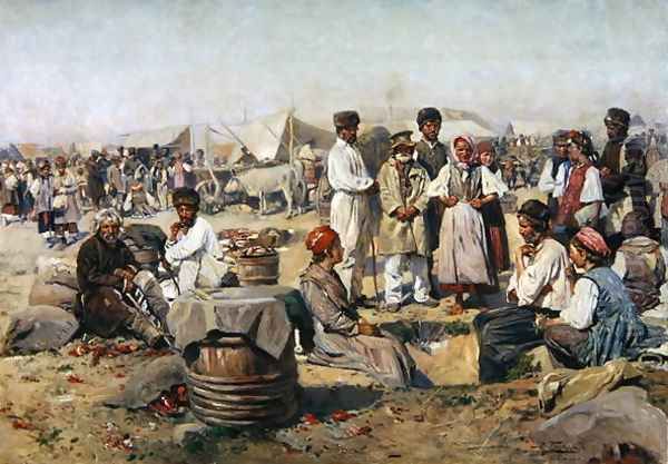 The Fair in Poltova Oil Painting by Vladimir Egorovic Makovsky