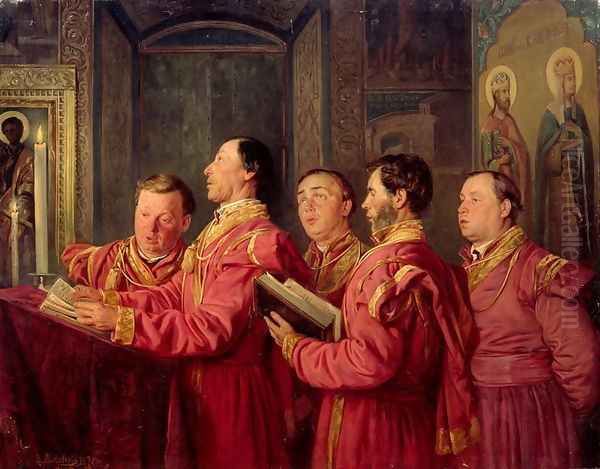 Choristers in the Church, 1870 Oil Painting by Vladimir Egorovic Makovsky