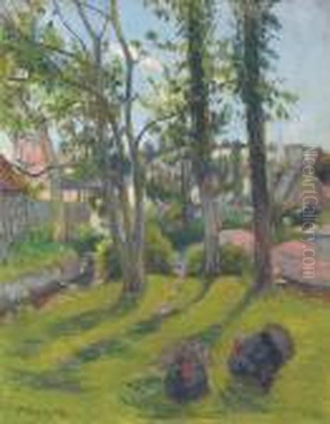 Les Dindons, Pont-aven Oil Painting by Paul Gauguin