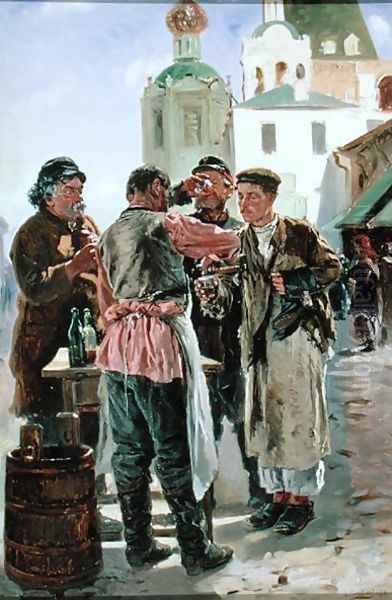 Kvass Seller, 1879 Oil Painting by Vladimir Egorovic Makovsky