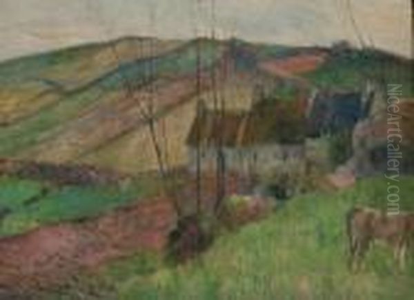 Chaumieres Au Flanc De La Montagne Sainte-marguerite Oil Painting by Paul Gauguin