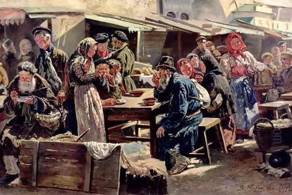 The Meal, 1875 Oil Painting by Vladimir Egorovic Makovsky