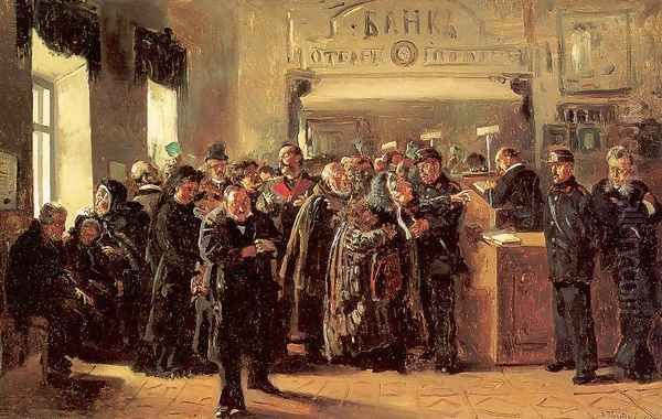 Bankruptcy, 1880 Oil Painting by Vladimir Egorovic Makovsky