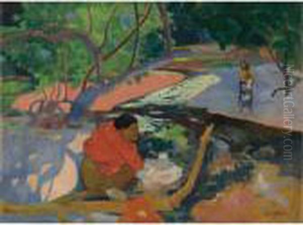 Te Poipoi (le Matin) Oil Painting by Paul Gauguin