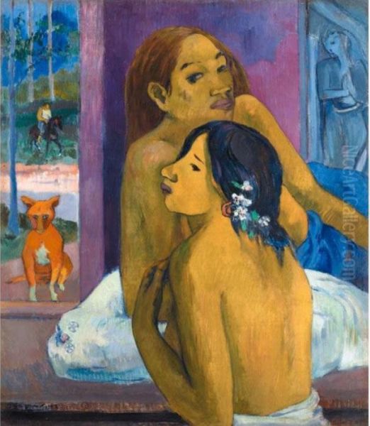 Deux Femmes Or La Chevelure Fleurie Oil Painting by Paul Gauguin