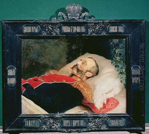 Emperor Alexander II (1818-81) on His Deathbed, 1881 Oil Painting by Konstantin Egorovich Egorovich Makovsky