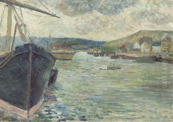 La Seine A Rouen Oil Painting by Paul Gauguin