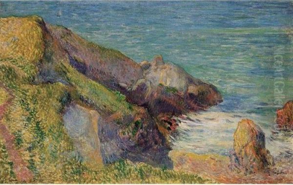 Rochers Sur La Cote Bretonne Oil Painting by Paul Gauguin