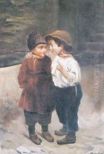 Boys Oil Painting by Konstantin Egorovich Egorovich Makovsky