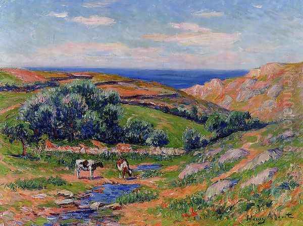 A Valley in Sadaine, the Bay of Douarnenez Oil Painting by Henri Moret