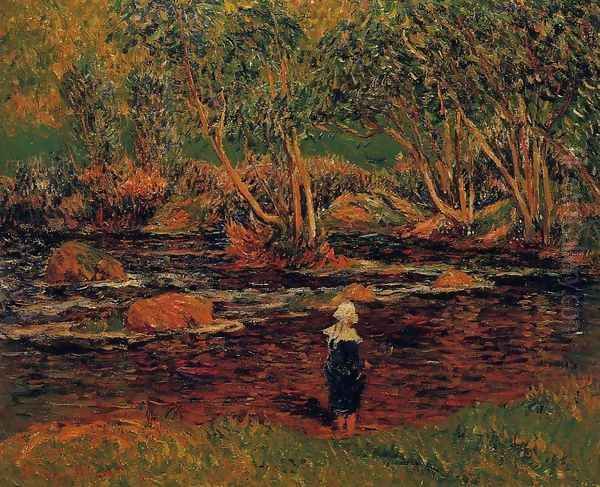 A Ford, Pont-Aven River Oil Painting by Henri Moret