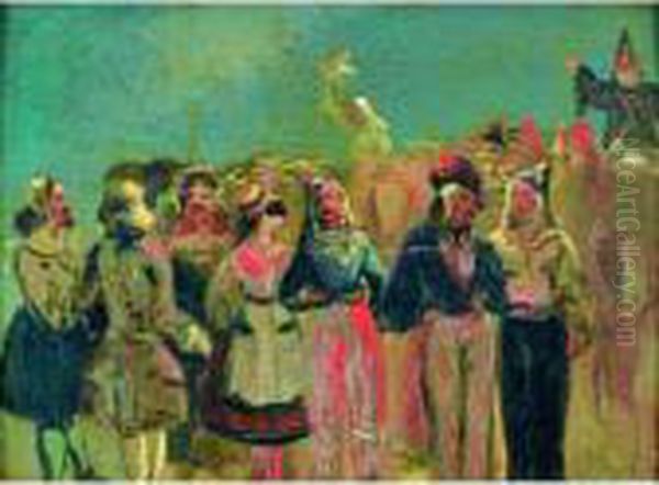 Scene De Carnaval Oil Painting by Paul Gavarni