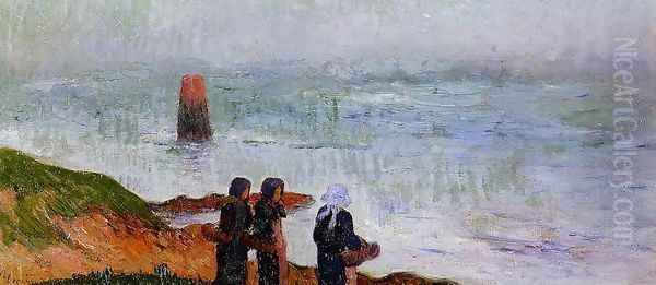 Breton Women by the Sea Oil Painting by Henri Moret