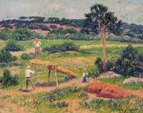 Bretons Working with Wood Oil Painting by Henri Moret