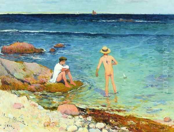 Bathers at Gavres Oil Painting by Henri Moret