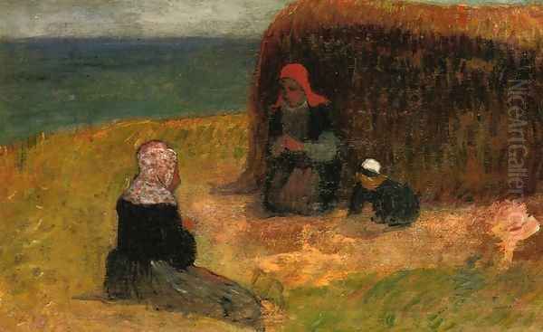 Breton Women witih Haystack Oil Painting by Henri Moret