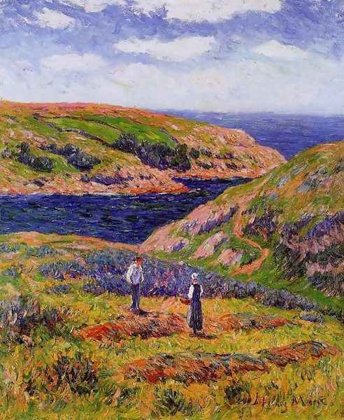 Cliffs at Clohars, Carnoet Oil Painting by Henri Moret