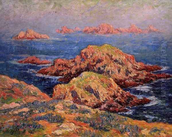 The Red Rocks at Ouessant Oil Painting by Henri Moret