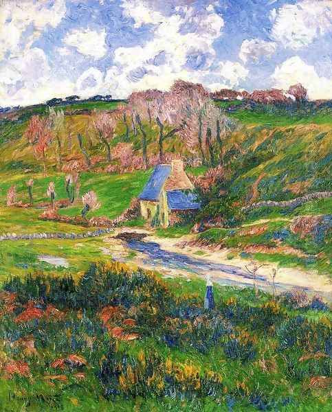 Bretons on the Banks of a River Oil Painting by Henri Moret