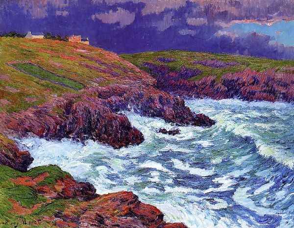 Storm, the Coast of Finestere Oil Painting by Henri Moret