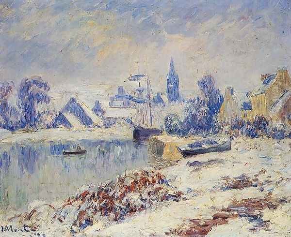 Quimper, Lake Marie in the Snow Oil Painting by Henri Moret