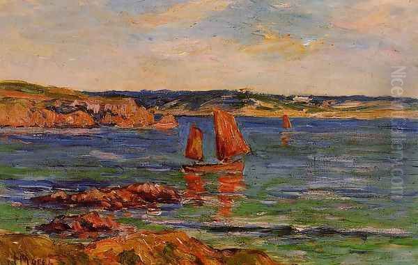 Red Rocks Oil Painting by Henri Moret