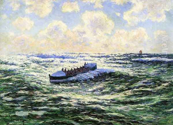 Boatful of Fishermen Oil Painting by Henri Moret