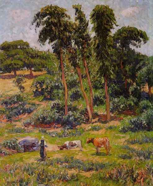 Peasant and Her Herd Oil Painting by Henri Moret