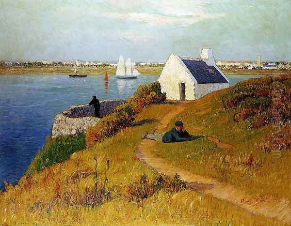 Lorient Harbor Oil Painting by Henri Moret