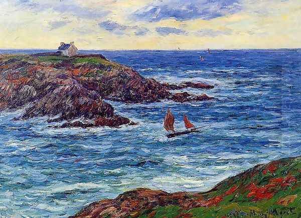 Sailboats off the Coast of Douelian Oil Painting by Henri Moret