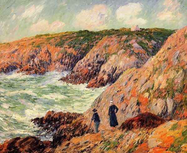 Cliffs of Moellan, Finistere Oil Painting by Henri Moret