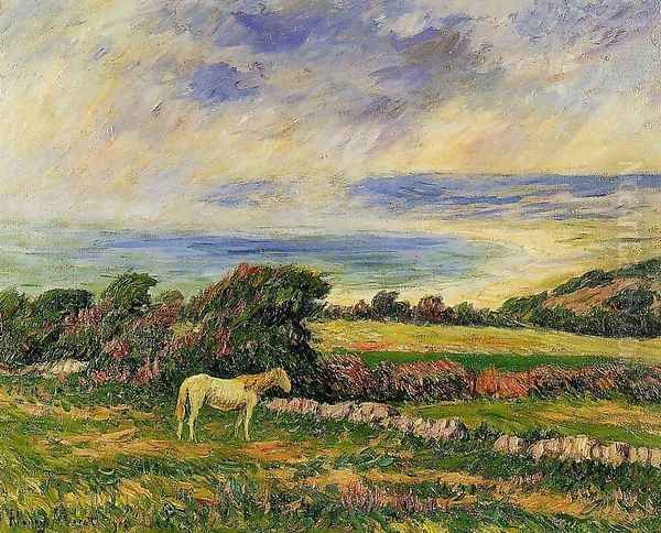 Horse in a Meadow Oil Painting by Henri Moret