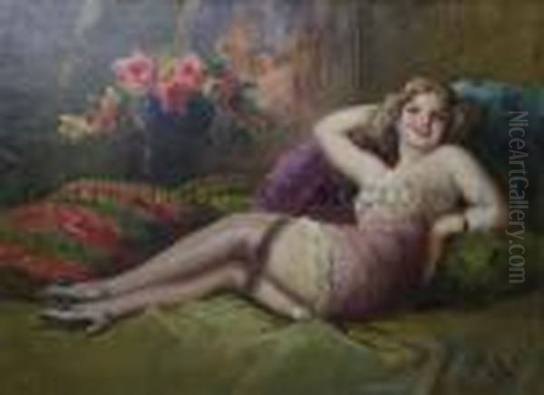 Reclining Lady Oil Painting by Richard Geiger