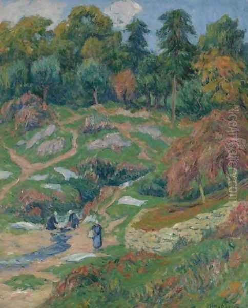 Le lavoir à Doelan, Finistère Oil Painting by Henri Moret