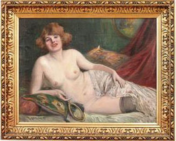 Reclining Female Nude Oil Painting by Richard Geiger