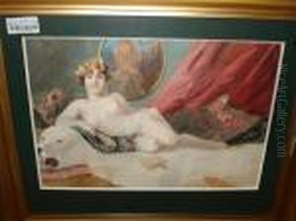 Reclining Nude On Polar Bear Skin Oil Painting by Richard Geiger